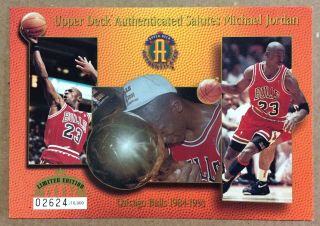 Michael Jordan 1993 Upper Deck Authenticated Salutes Mj Jumbo Card 2624/10000
