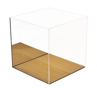 Volleyball Full Size Acrylic Display Case With Wood Floor & Mirror (A008 - MWB) 4