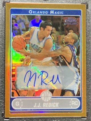 06 - 07 Topps Chrome Jj Redick Gold Refractor Auto Sp 1/25 First One Stamped Duk