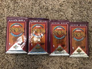 1991 - 92 Upper Deck Basketball 4 Foil Packs Of Cards Inaugural Edition