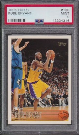 1996 Topps 138 Kobe Bryant Rookie Rc Psa 9 - Los Angeles Lakers