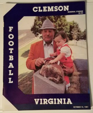 Clemson Vs Virginia - Football Program - Oct.  10,  1981 National Champs