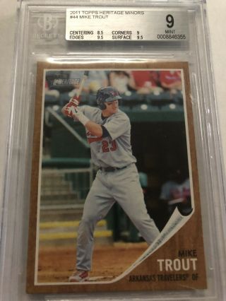 Mike Trout 2011 Topps Heritage 44 Rc Bgs 9 With 2 9.  5’s