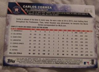 2016 signed Topps All Star Rookie Houston Astros Carlos Correa.  No 2