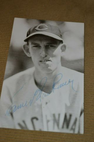 Ewell Blackwell Signed 3x5 Photo Postcard Cincinnati Reds,  1952 Yankees D:1996