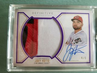 Joey Votto 2019 Topps Definitive Game Reds Logo Patch On Card Auto 4/5