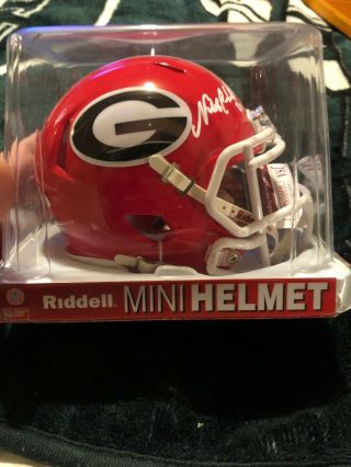 Nick Chubb Autographed Georgia Bulldogs Riddell Speed Mini Helmet Authentic