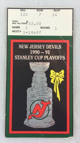 Nhl 1991 04/13 Pittsburgh Penguins At Jersey Devils Playoff Ticket Stub
