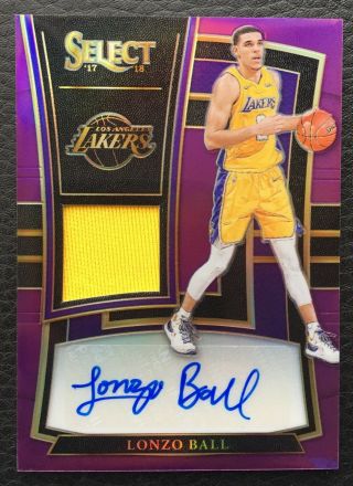 /99 Lonzo Ball 2017 - 18 Select Prizms Purple Jersey Auto Rc Lakers