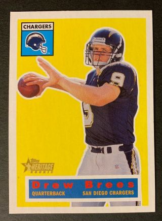 Drew Brees 2001 Topps Heritage Rookie Card Yellow Sp /1956