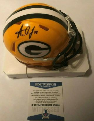 Aaron Jones Autographed Green Bay Packers Speed Mini Helmet Beckett Witness