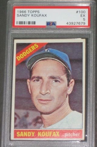 1966 Topps Sandy Koufax Baseball Card 100 Psa 5 Ex