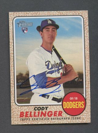 2017 Topps Heritage Real One Cody Bellinger Rc Rookie Auto Sp Dodgers