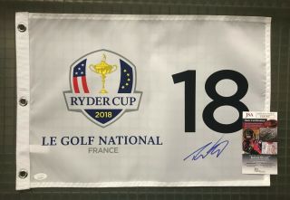 Tommy Fleetwood Signed 2018 Ryder Cup France Golf Flag Autographed Jsa