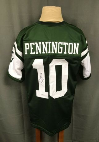 Chad Pennington 10 Signed York Jets Jersey Auto Sz Xl Beckett Bas
