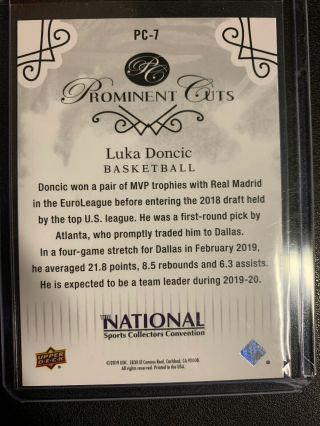 2019 LUJA DONCIC UPPER DECK PROMINENT CUTS PC - 7 NATIONAL CONVENTION MAVERICKS 5