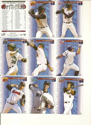 2007 Pacific Coast League " Aaa " Top Prospects Complete Set