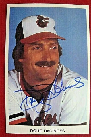 Doug Decinces Signed Color Photo Postcard Baltimore Orioles Baseball 1970s