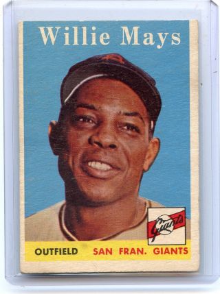 1958 Topps Baseball 5 Willie Mays,  San Francisco Giants,  Hof,  Set Break,  022417
