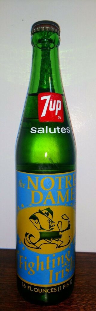 7up Salutes Notre Dame Fighting Irish 1973 National Champions Bottle