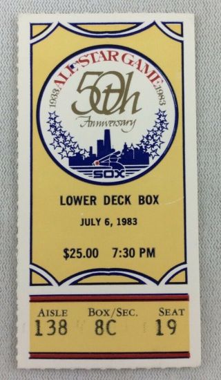 Mlb 1983 07/06 50th Anniversary Baseball All - Star Game Ticket Stub - Chicago Ws
