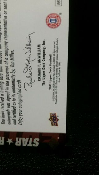 Von Miller Autographed Rookie Football Card 2011 Upper Deck 76 4