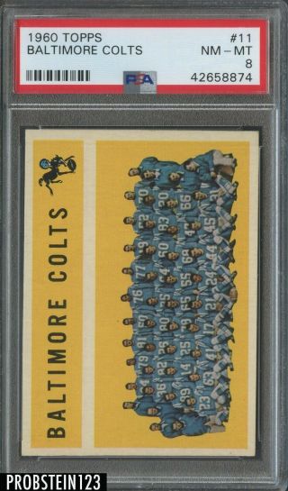 1960 Topps Football 11 Baltimore Colts Psa 8 Nm - Mt