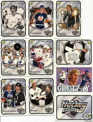 1992 - 93 Upper Deck Wayne Gretzky Heroes Complete Set 10 - 18 With Nno Header