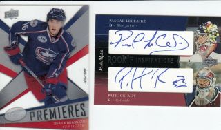02/03 Ud Rookie Update Inspirations Patrick Roy Leclaire Auto Rookie Rc /199