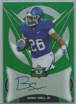 Benny Snell,  Jr 2019 Leaf Valiant Green Refractor O/c Auto /75 - Ky & Pittsburgh