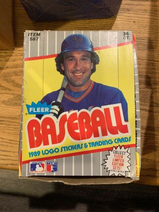 1989 Fleer Baseball Cards Stickers Full Box 36 Wax Packs.  Bill Ripken?