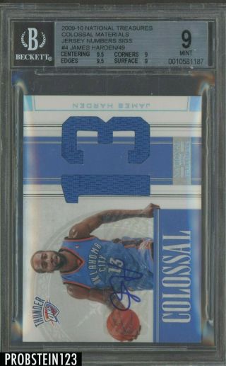 2009 - 10 National Treasures Colossal James Harden Rc Jersey Auto /49 Bgs 9