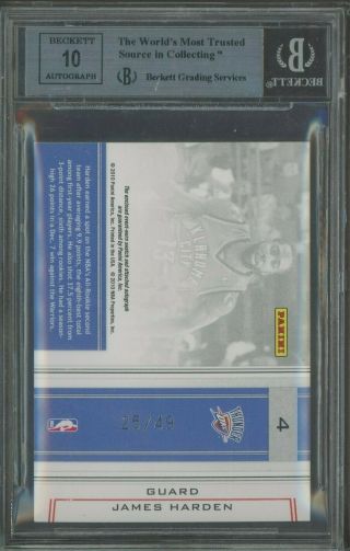 2009 - 10 National Treasures Colossal James Harden RC Jersey AUTO /49 BGS 9 2