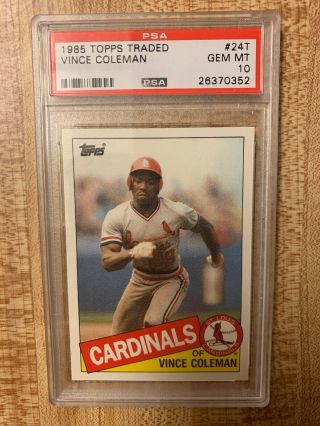 1985 Topps Traded Vince Coleman Rookie Rc St Louis Cardinals Psa 10 Gem