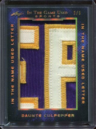 2019 Leaf Itg Game Daunte Culpepper Letter Game Jersey Patch Ed 2/9