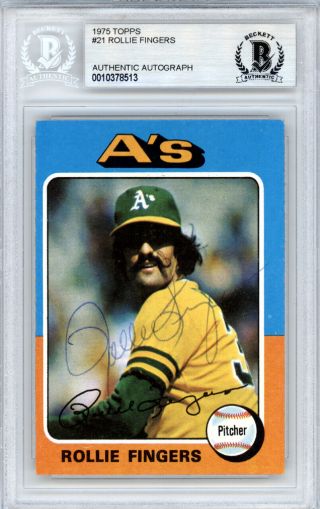 Rollie Fingers Autographed Signed 1975 Topps Card 21 A 