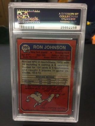 1973 Topps Football Ron Johnson 350 PSA 9 2