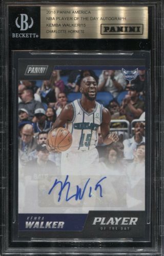 Kemba Walker 2018 Panini Nba Player Of The Day Signed Auto Sp /15 Bgs Encased