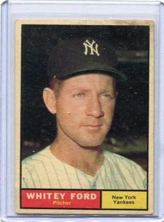 1961 Topps Baseball Card Whitey Ford York Yankees Vg Small Indent Face 160