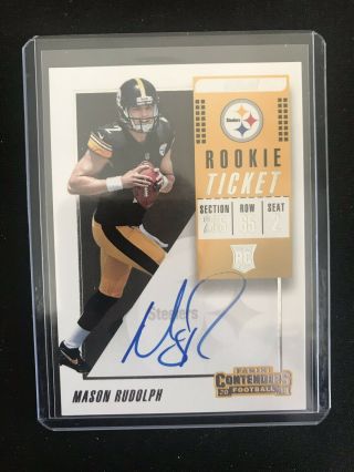2018 Panini Contenders Mason Rudolph On Card Auto Rookie Ticket Variant Steelers