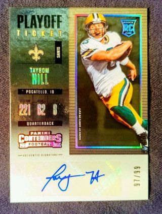 2017 Contenders Taysom Hill Auto Rc Rookie Playoff /99 Hot Prospect