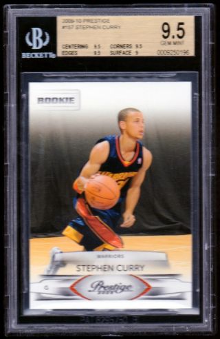 2009 - 10 Stephen Curry Panini Prestige Rookie Rc Bgs 9.  5 Gem 157