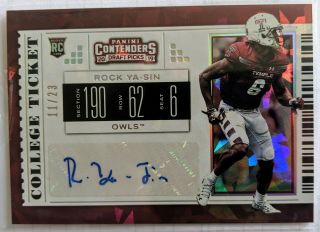 2019 Contenders Rock Ya Sin Rc Auto 11/23 Rookie Autograph Card Cracked Ice Sp