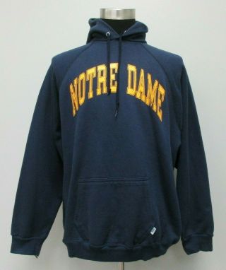 Vtg 90s Discuss Notre Dame Fighting Irish Hoody Hoodie Sweatshirt 2xl Xxl Blue