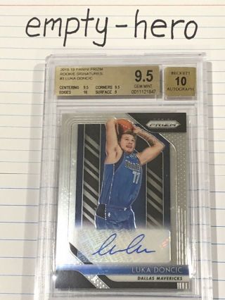 Luka Doncic 2018 - 19 Panini Prizm Rookie Signatures Auto Bgs 9.  5 Gold Label Roy