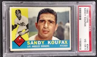 Sandy Koufax 1960 Topps Psa 4 Vg - Ex 343 Los Angeles Dodgers Very Good - Ex A