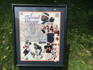 Chicago Bears Walter Payton A Legend Among Us Signed Fadded Picture Psa/dna