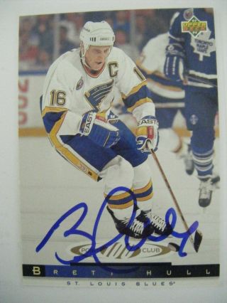 Brett Hull Signed Blues 1993 - 1994 Upper Deck Hockey Card Auto Autographed 232 Ud