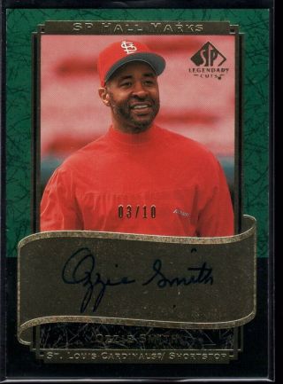 Ozzie Smith /10 Auto Green 2003 Sp Legendary Cuts Hall Marks Autograph Ud