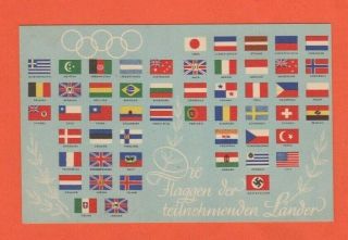 Orig.  Postcard Olympic Games Berlin 1936 // Flags Of The Participants